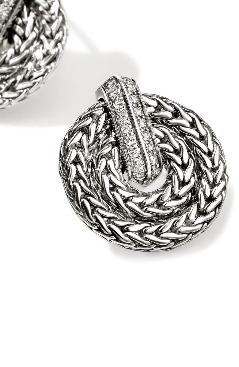 John Hardy Icon Link Diamond Pavé Frontal Hoop Earrings, Alternate, color, 