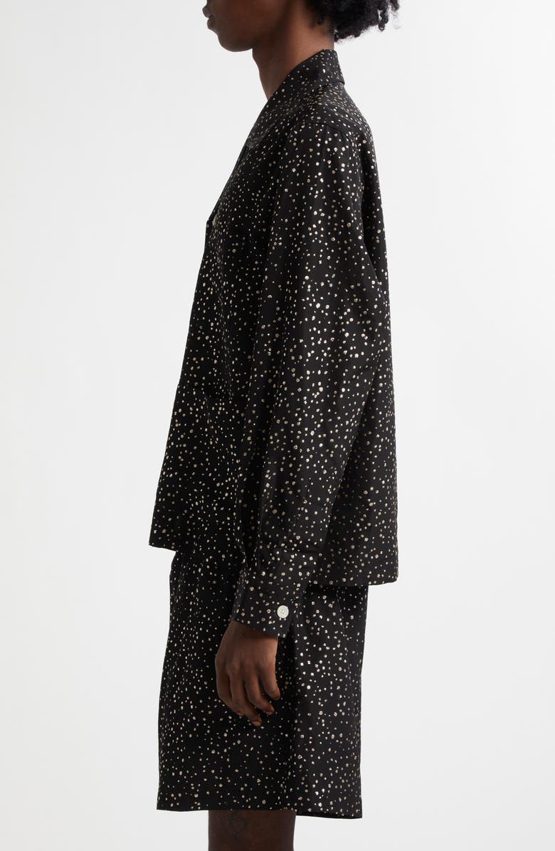 Bode Glitter Dot Faille Button-Up Shirt, Alternate, color, Black Silver