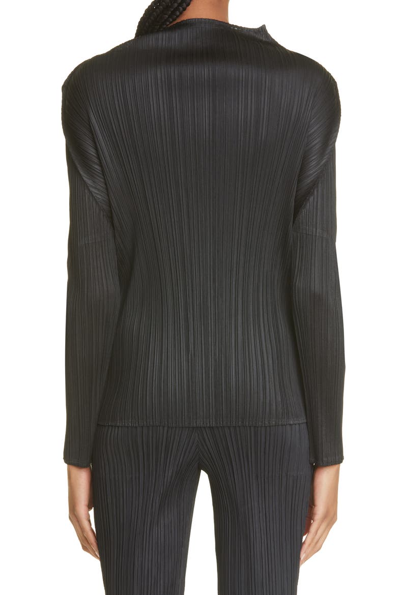 Funnel Neck Pleated Top, Alternate, color, BLACK