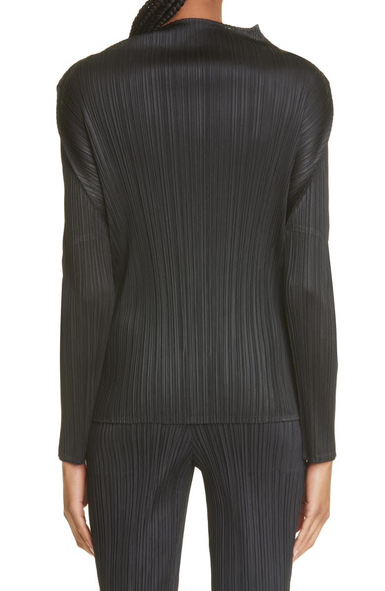 Pleats Please Issey Miyake Funnel Neck Pleated Top, Alternate, color,