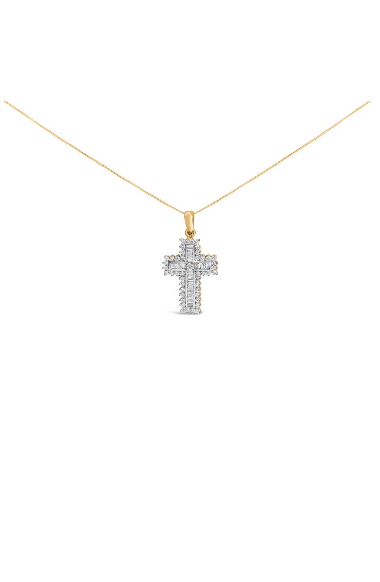 Haus of Brilliance 14K Yellow Gold 2.0 Cttw Multi-Row Diamond Cross Pendant Necklace, Main, color, Yellow Gold