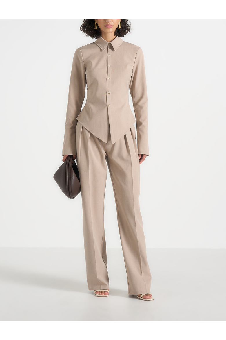 Sonia Tailored Cinch Shirt, Alternate, color, Beige