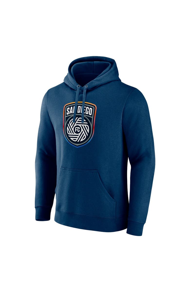 FANATICS Men's Fanatics Branded  Navy San Diego FC Primary Logo Fleece Pullover Hoodie, Alternate, color, Navy