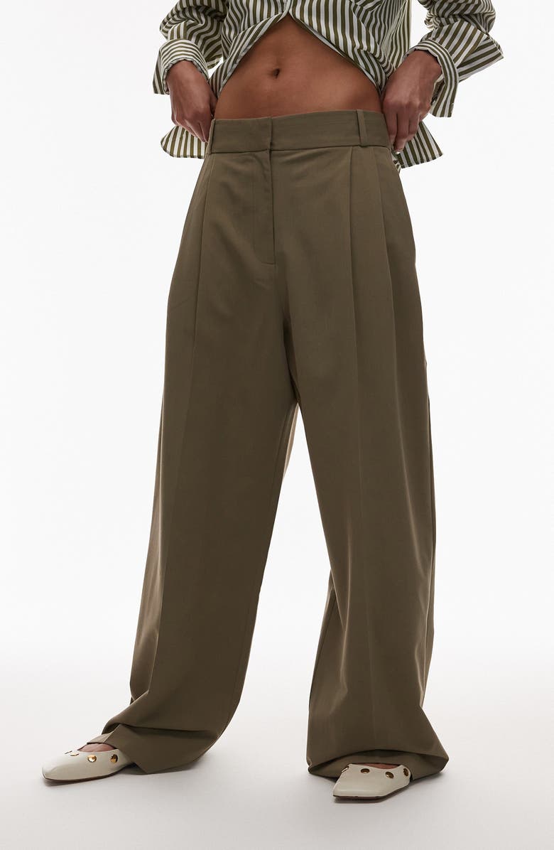 Topshop Tailored Straight Leg Pants, Main, color, Khaki