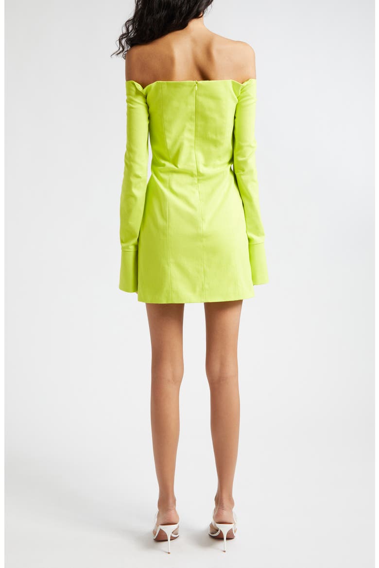 Ovia Long Sleeve Off the Shoulder Minidress, Alternate, color, CHARTREUSE