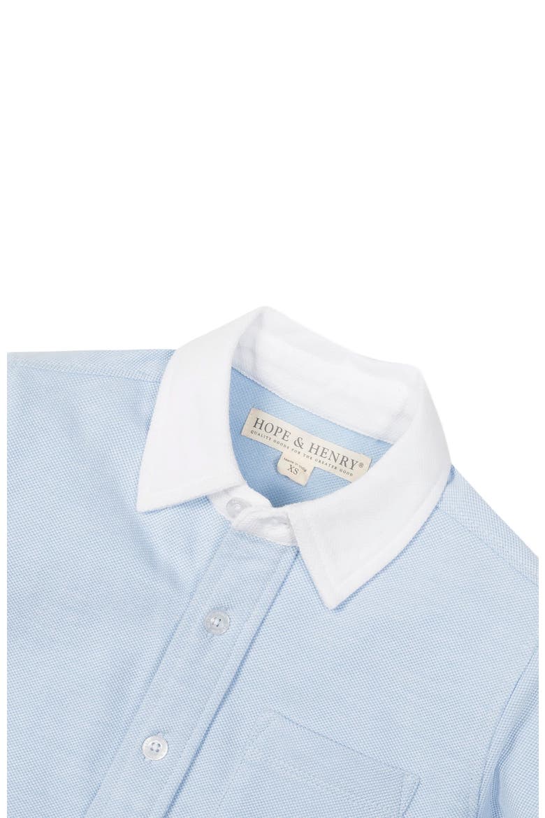 Baby Boys' Organic Pique Button Down Shirt, Infant, Alternate, color, Light Blue with White Collar