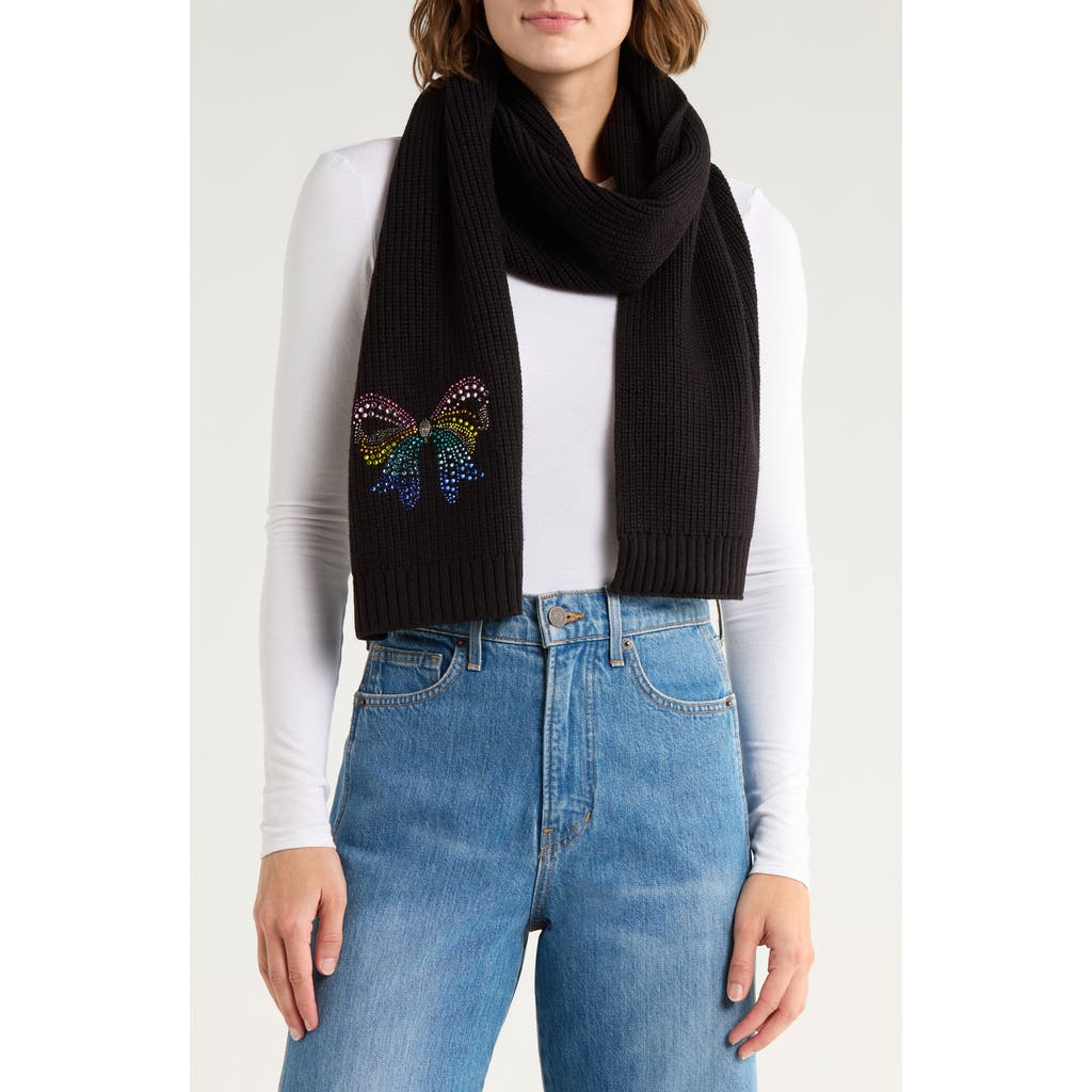 Kurt Geiger London Crystal Bow Scarf In Black