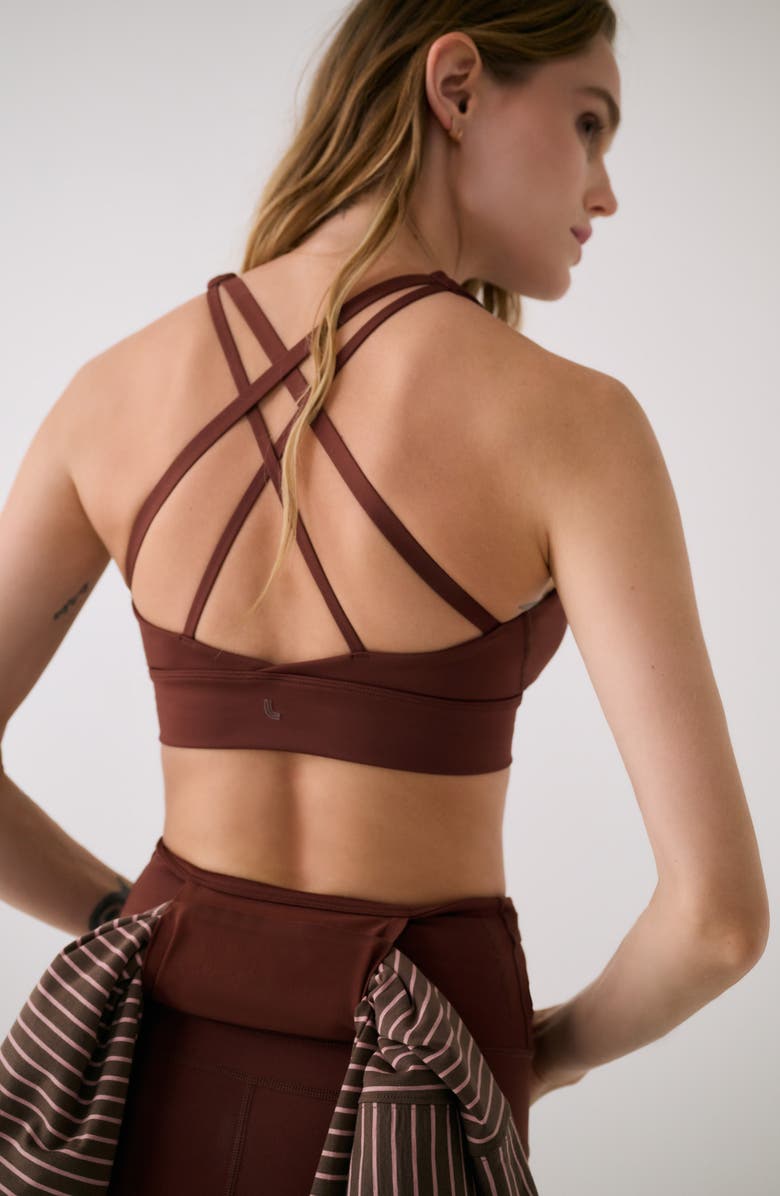 Lole Action Strappy Sports Bra, Alternate, color, Sienna