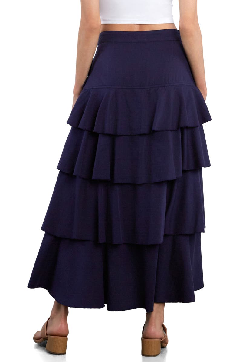 Wash Lab Denim Petal Tiered Denim Maxi Skirt, Alternate, color, Eclipse