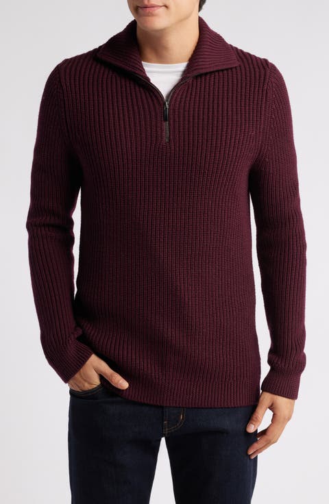 Shaker Stitch Merino Quarter Zip Sweater