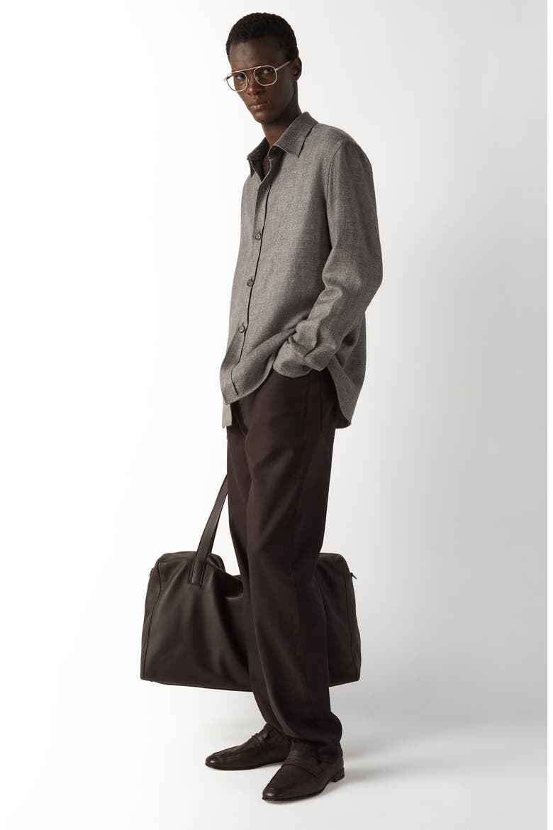 Cashmere, Linen & Silk Overshirt, Alternate, color, DARK BROWN