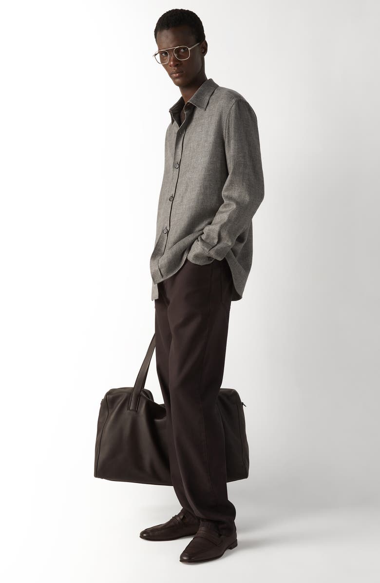 ZEGNA Cashmere, Linen & Silk Overshirt, Alternate, color, Dark Brown