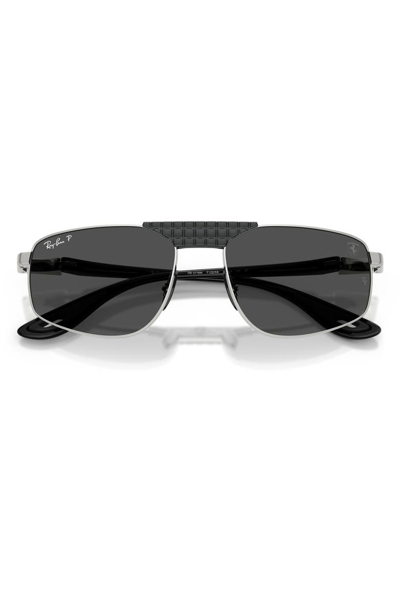 Ray-Ban 58mm Ferrari Polarized Irregular Sunglasses, Alternate, color, Silver / Polar Dark Grey