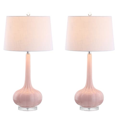 Jonathan Y Bette 28.5" Glass Teardrop Led Table Lamp In Pink