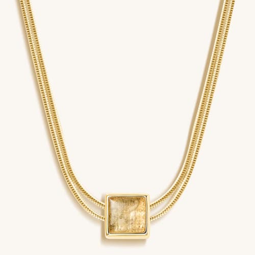 Karma and Luck Attract & Connect - Clear Quartz Evil Eye April Birthstone Necklace in Gold  product