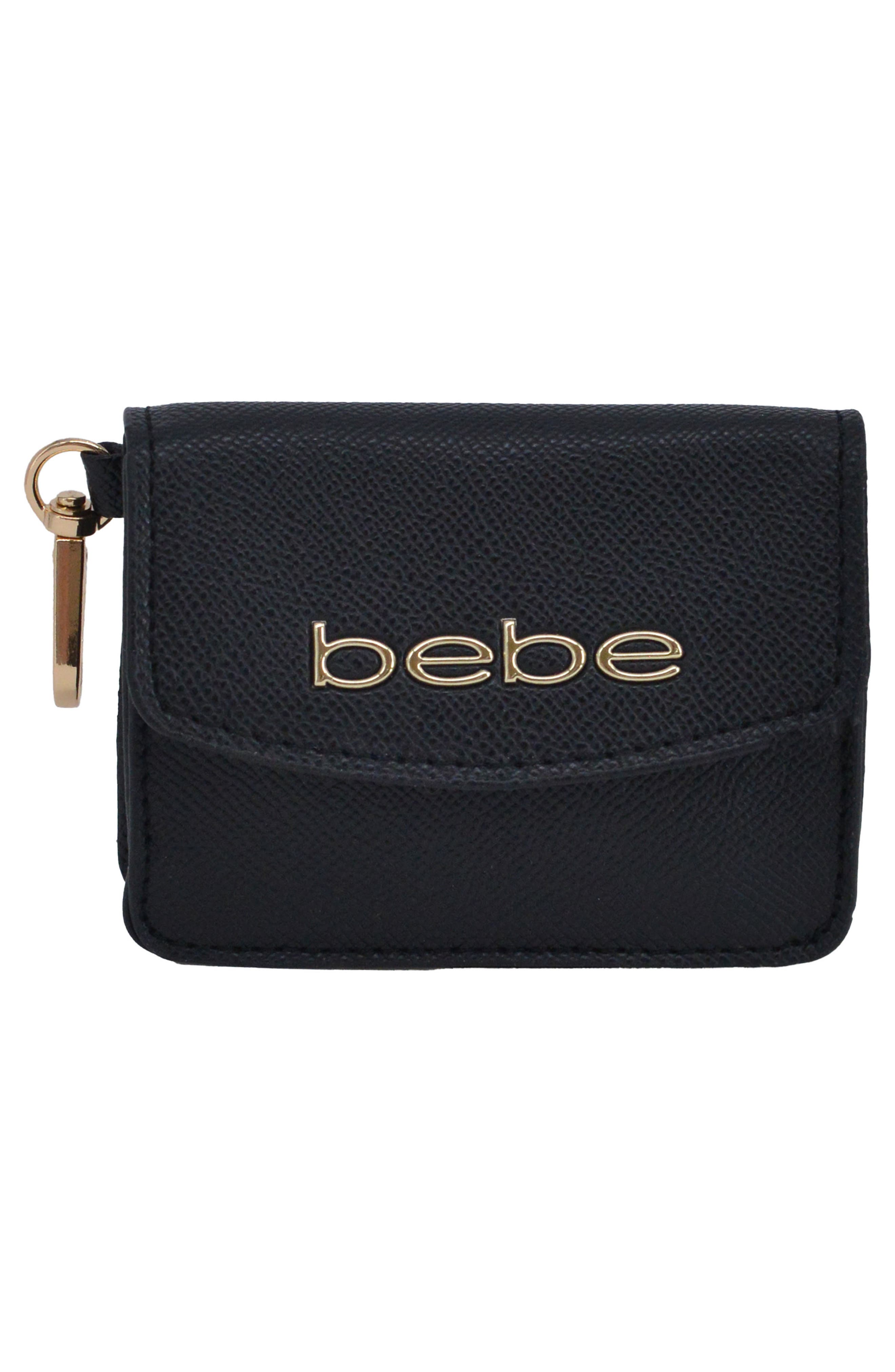 bebe Thea Small Satchel with Card Wallet, Alternate, color, Black