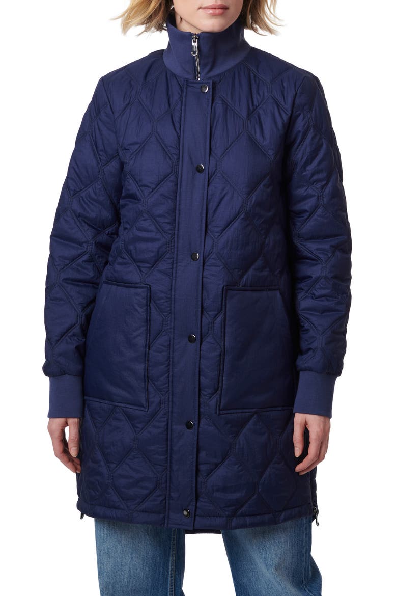Rib Trim Quilted Liner Jacket, Main, color, NAVY