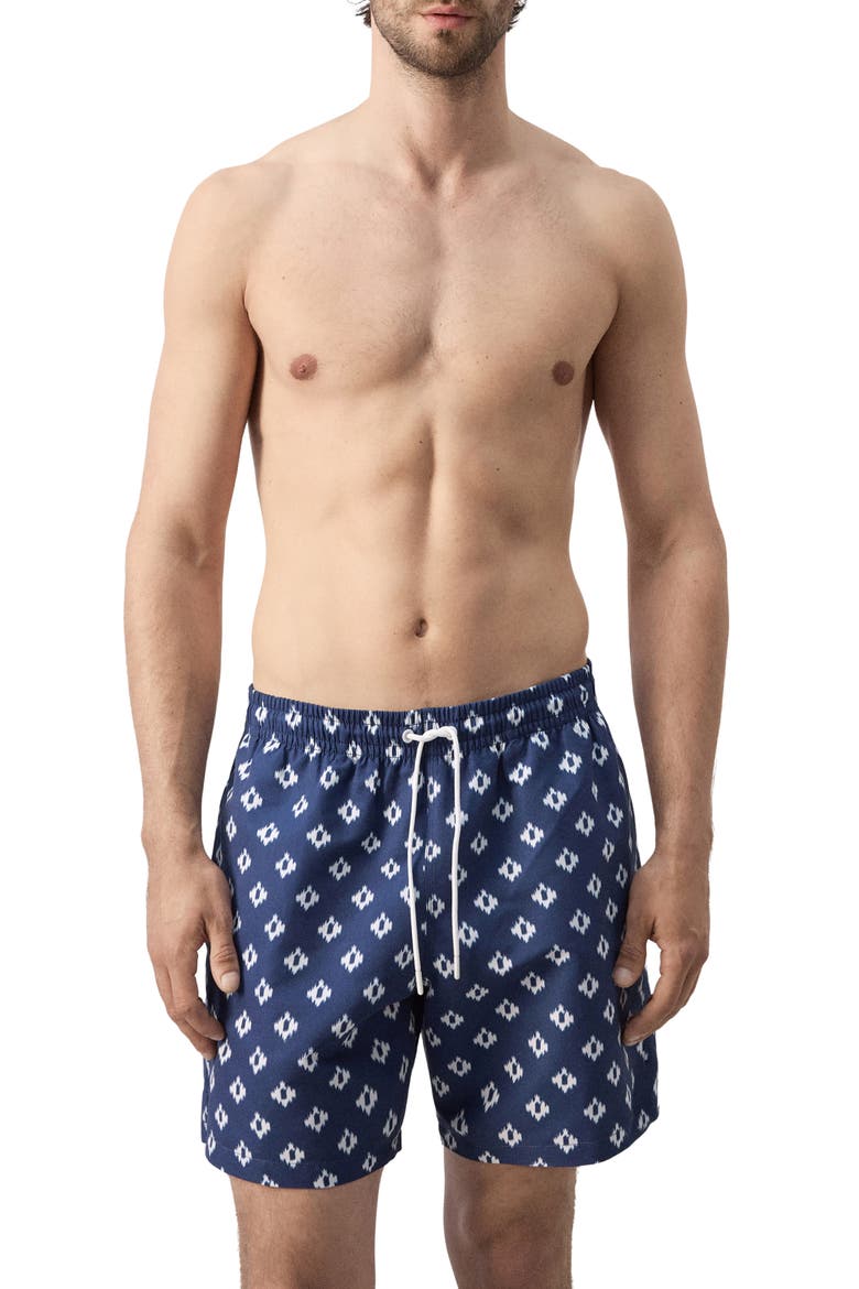 Print Swim Trunks, Main, color, INDIGO BLUE