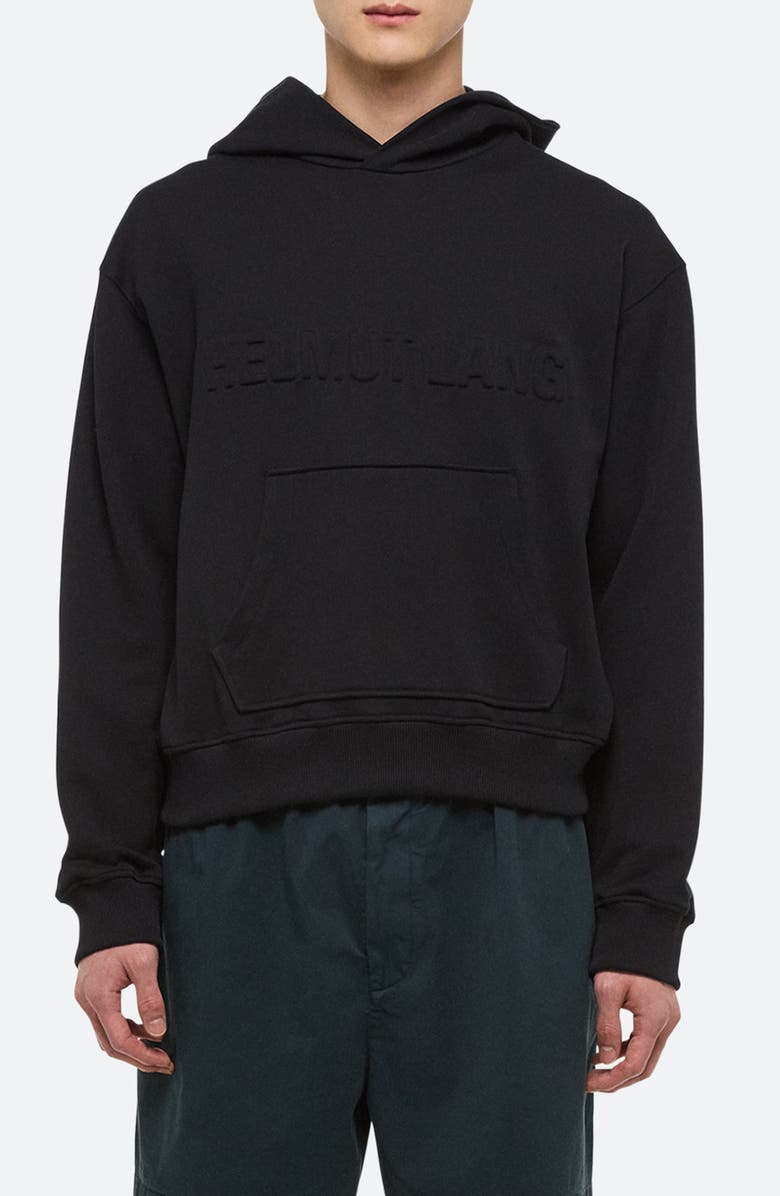 Helmut Lang Embossed Studio Logo Hoodie, Main, color, Black