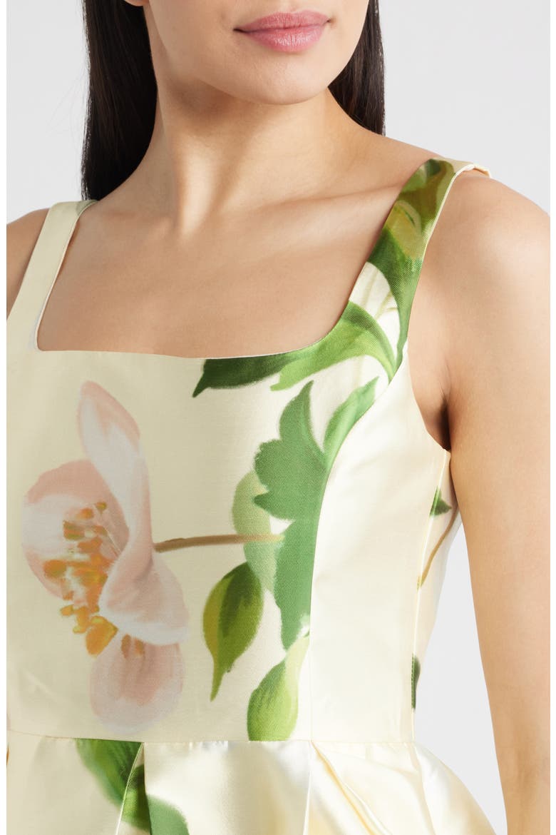 Floral Mikado Fit & Flare Gown, Alternate, color, YELLOW MULTI