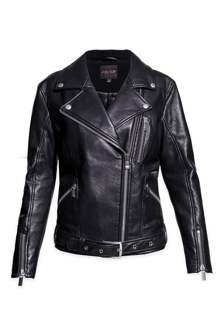 Brando Recycled Leather Boyfriend Jacket, Alternate, color, Black