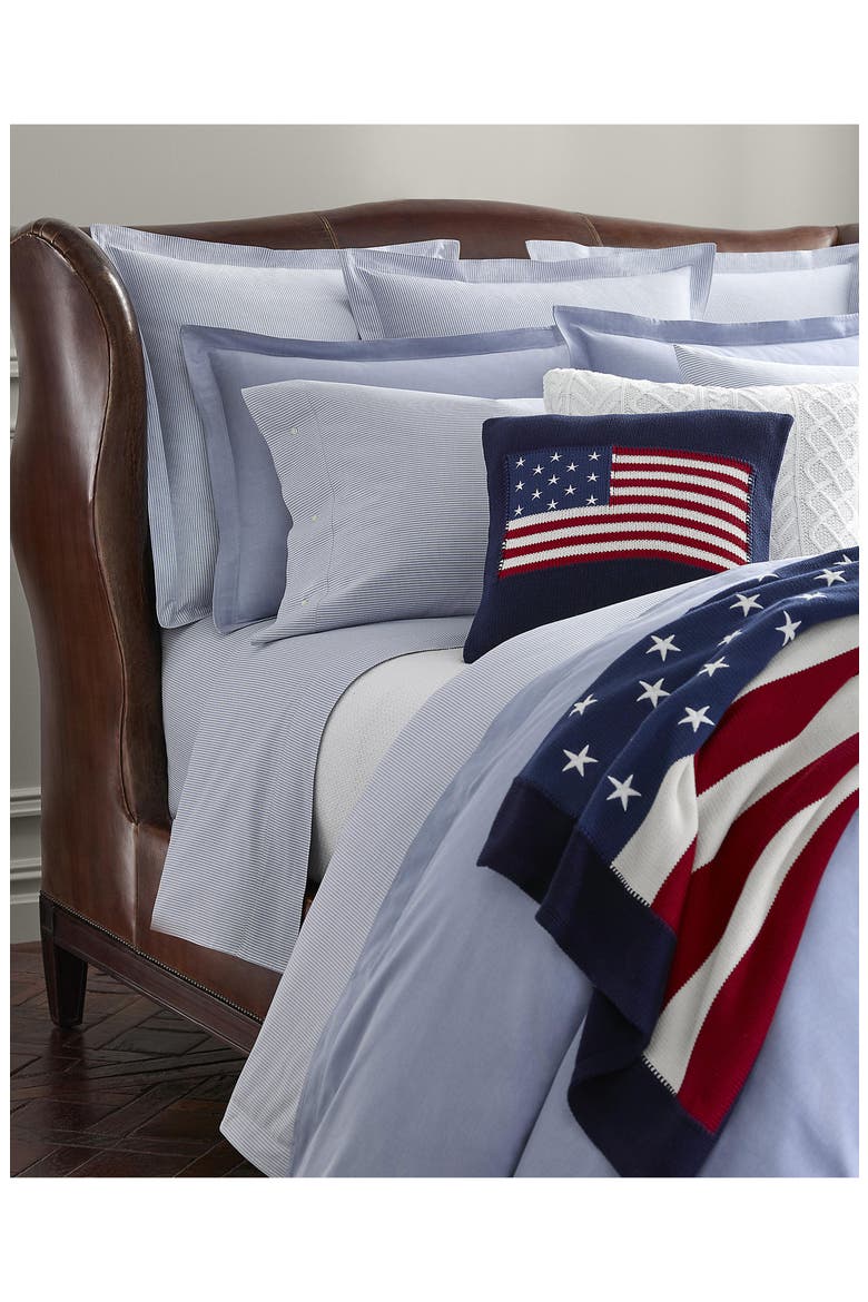 Oxford Stripe Pillow Sham, Alternate, color, BLUE AND WHITE