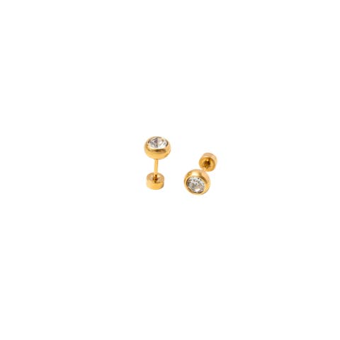 Round Diamond Hypoallergenic Flatback Stud Earrings