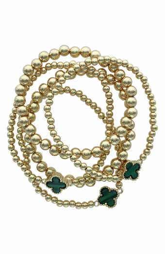 Set of 5 Clover Beaded Stackable Bracelets