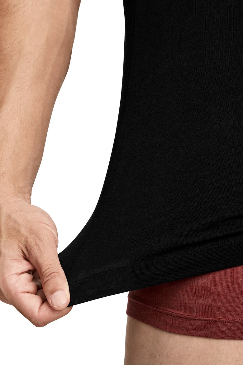 Mens Cotton Stretch Tank Undershirt - 3 Pack, Alternate, color, Black