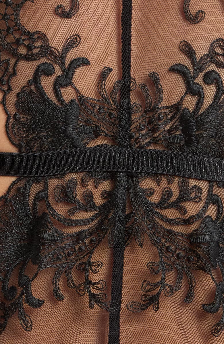 Bluebella Maeseille Embroidered Mesh Underwire Basque, Alternate, color, 