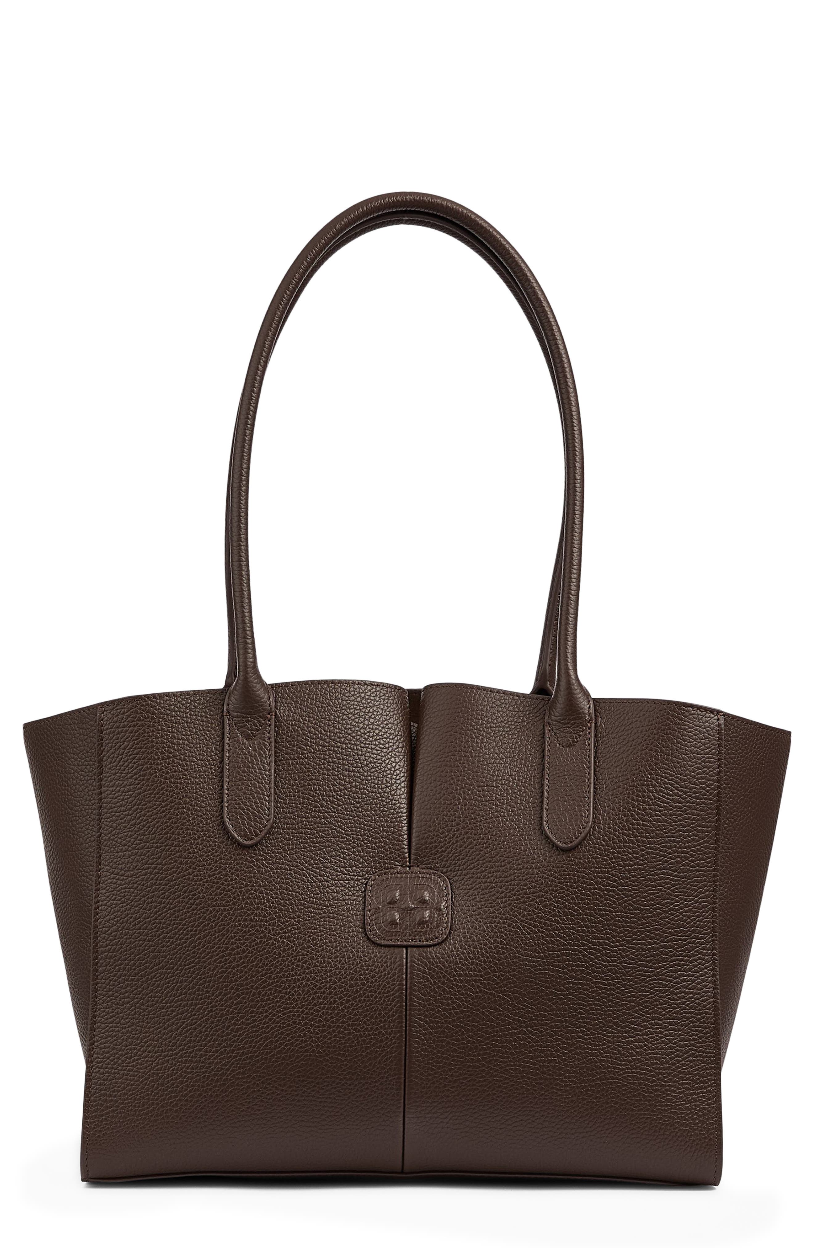 LK Bennett Midi Jemima Leather Tote, Main, color, Bro-Chocolate