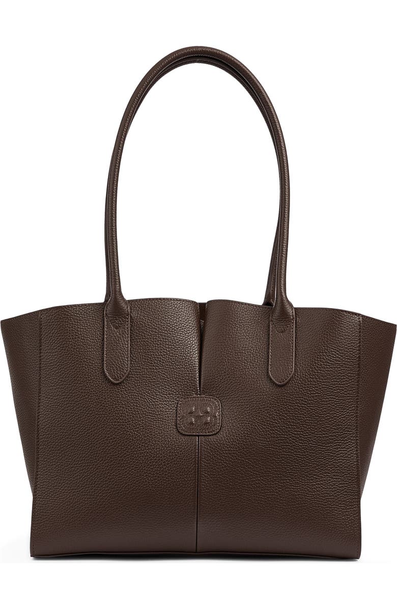 LK Bennett Midi Jemima Leather Tote, Main, color, Bro-Chocolate