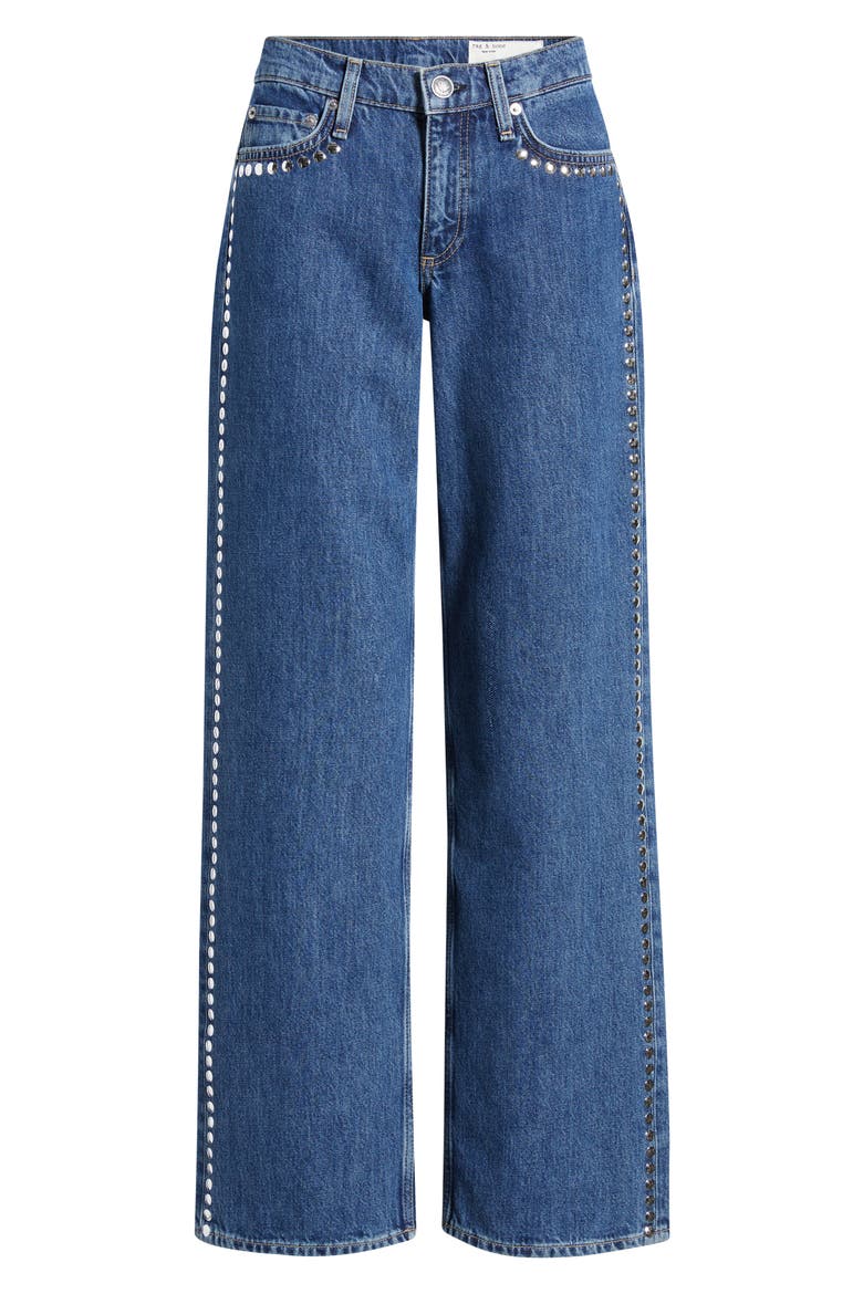 Saige Studded Low Rise Full Length Relaxed Straight Leg Jeans, Alternate, color, PARK STUD