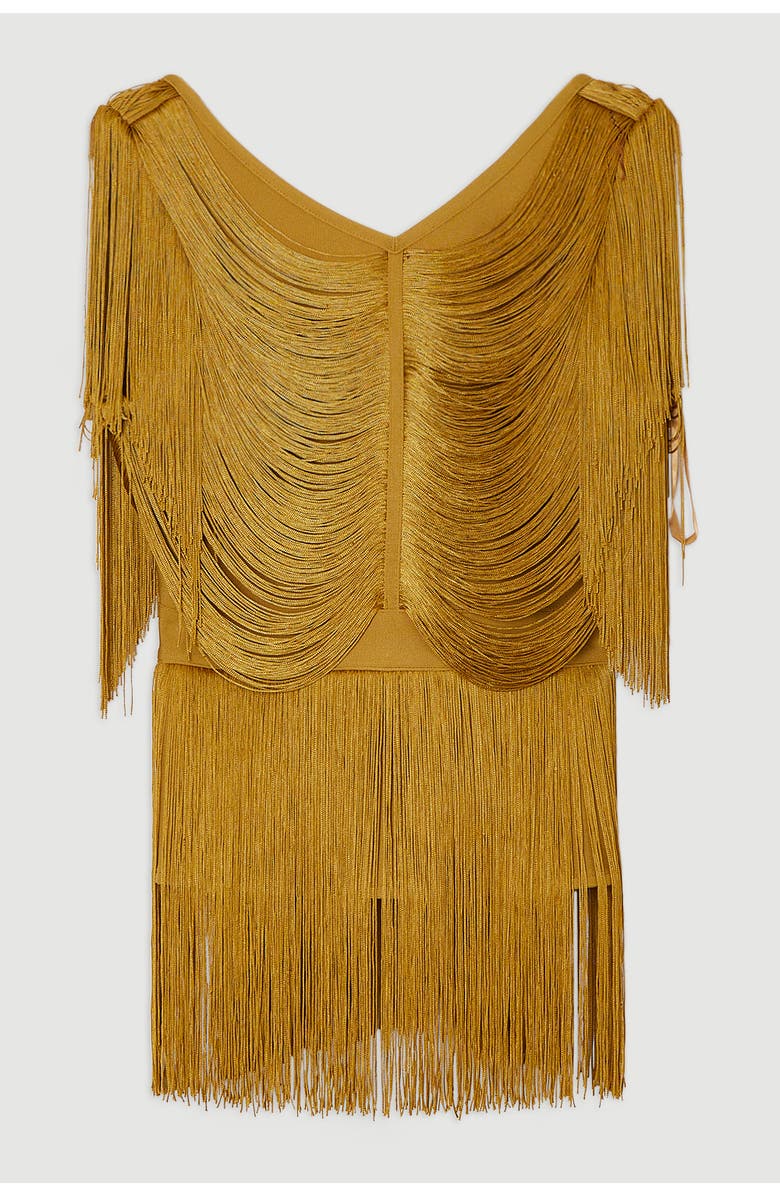 Karen Millen Draped Fringe Knitted Top, Alternate, color, Chartreuse