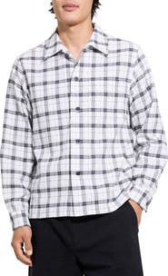 Theory Button-Up in Checked Cotton Shirt