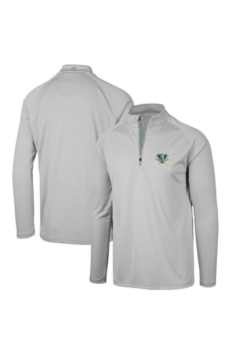 LEVELWEAR Men's Levelwear Gray Oakland Athletics Orion Historic Logo Raglan Quarter-Zip Jacket, Main, color, 