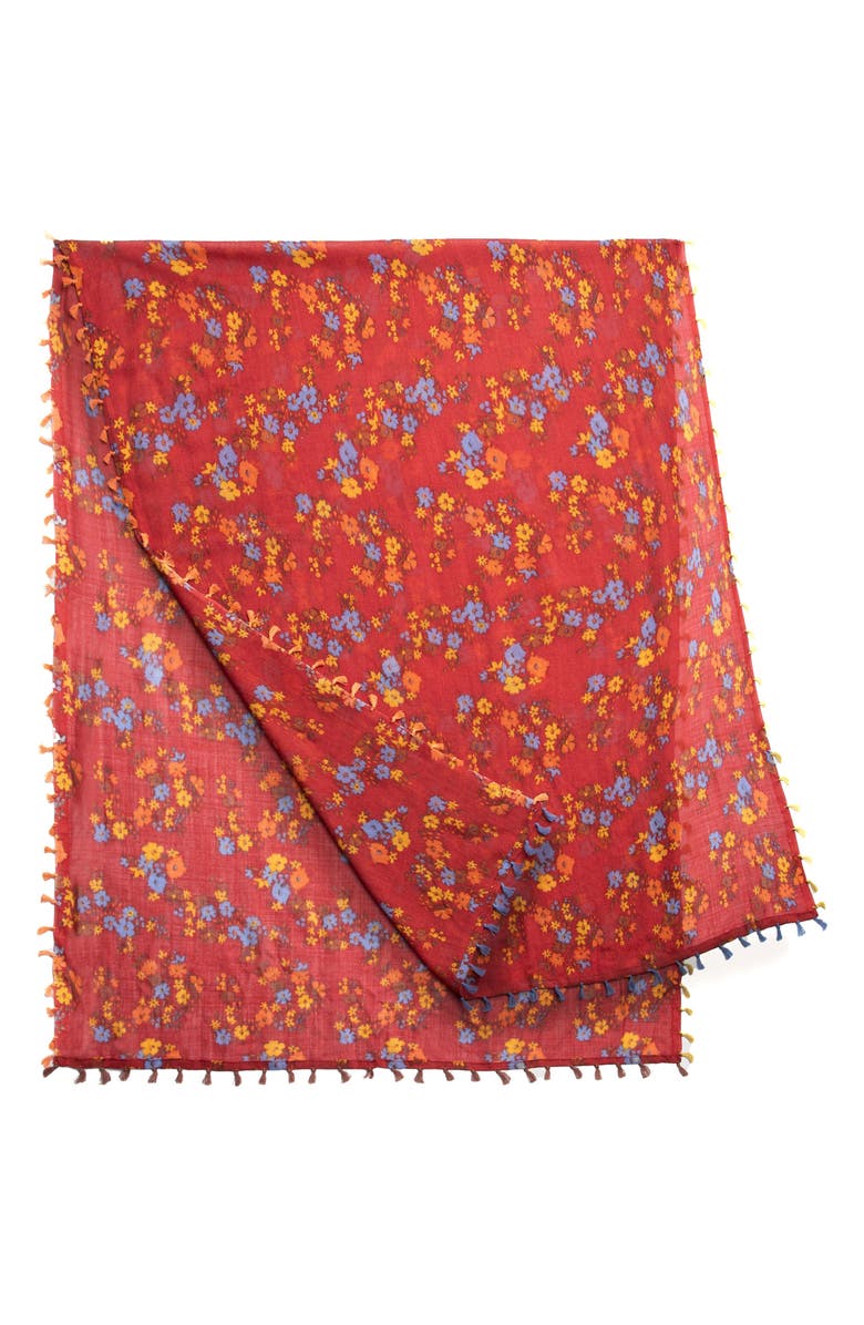 SAACHI Floral Wool Scarf, Alternate, color, Red