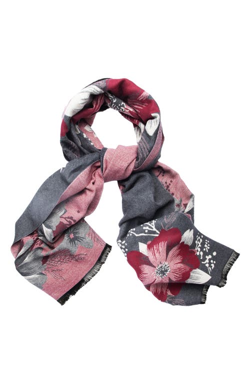Saachi Floral Reversible Scarf In Charcoal