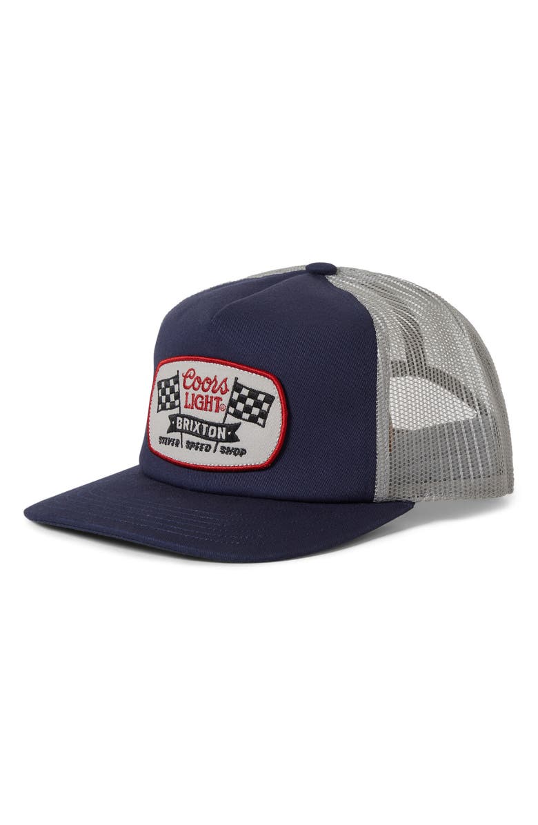 Brixton Coors Light Pit Stop NetPlus<sup>®</sup> Trucker Hat, Main, color, Coors Navy/ Silver