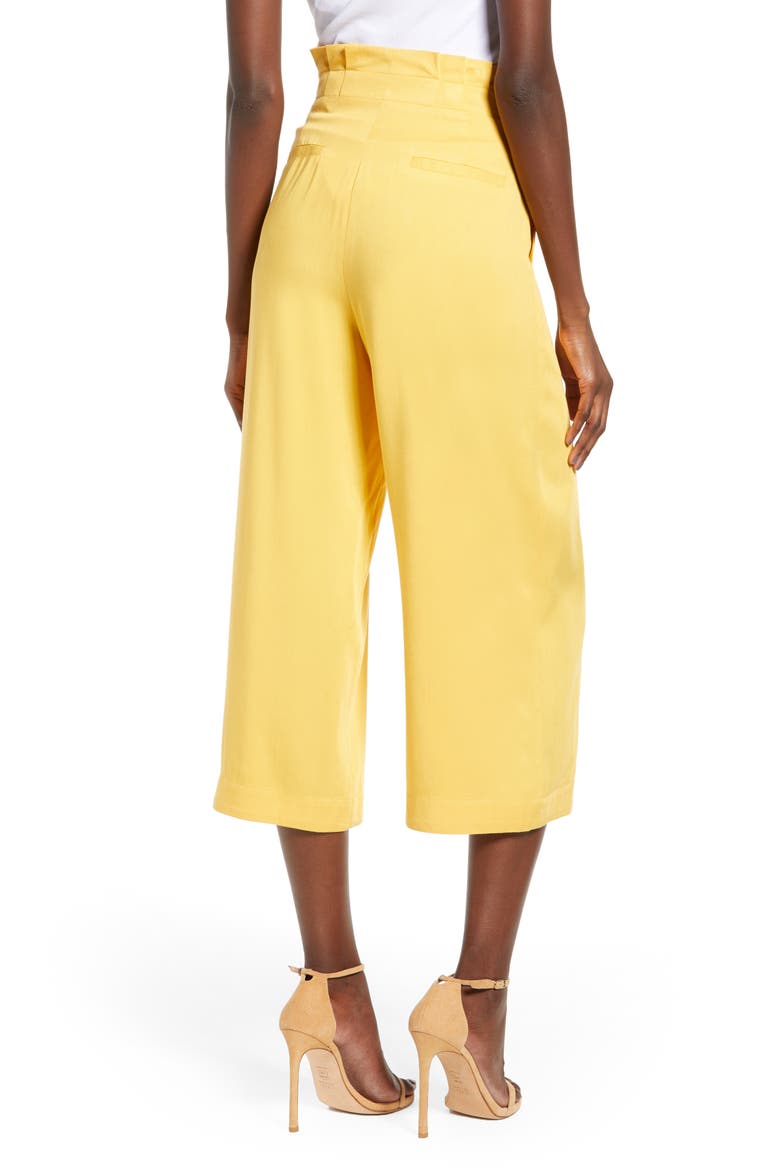 Pleated Crop Trousers, Alternate, color, YELLOW