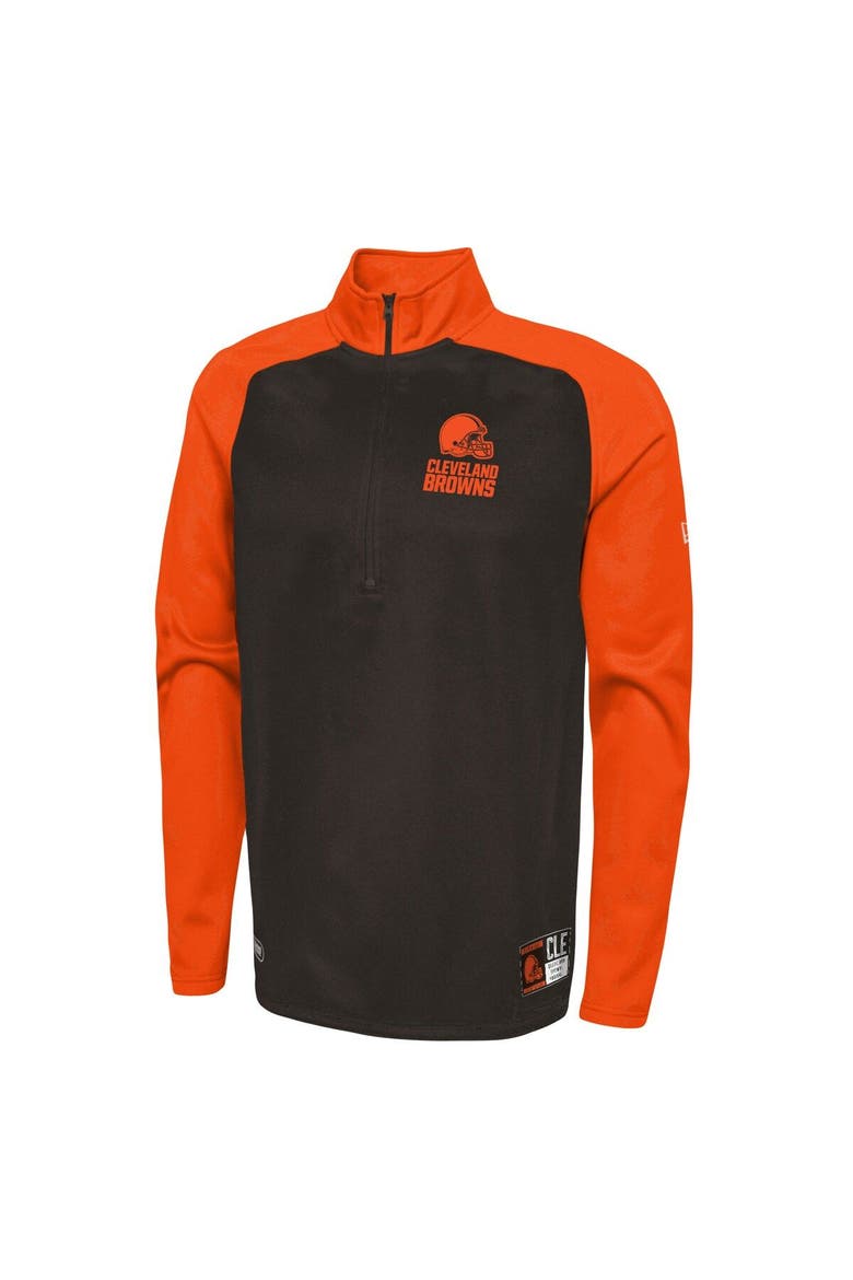 Men's New Era Brown Cleveland Browns Combine Authentic O-Line Raglan Half-Zip Jacket, Alternate, color, Brown