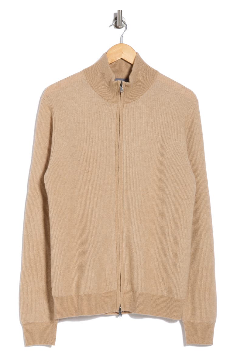 Rib Cashmere Zip Jacket, Alternate, color, CAMBG