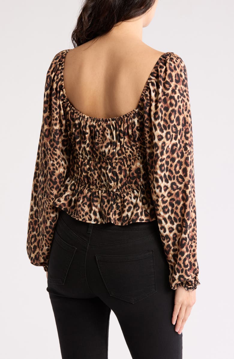 WAYF Ruched Long Sleeve Top, Alternate, color, Leopard