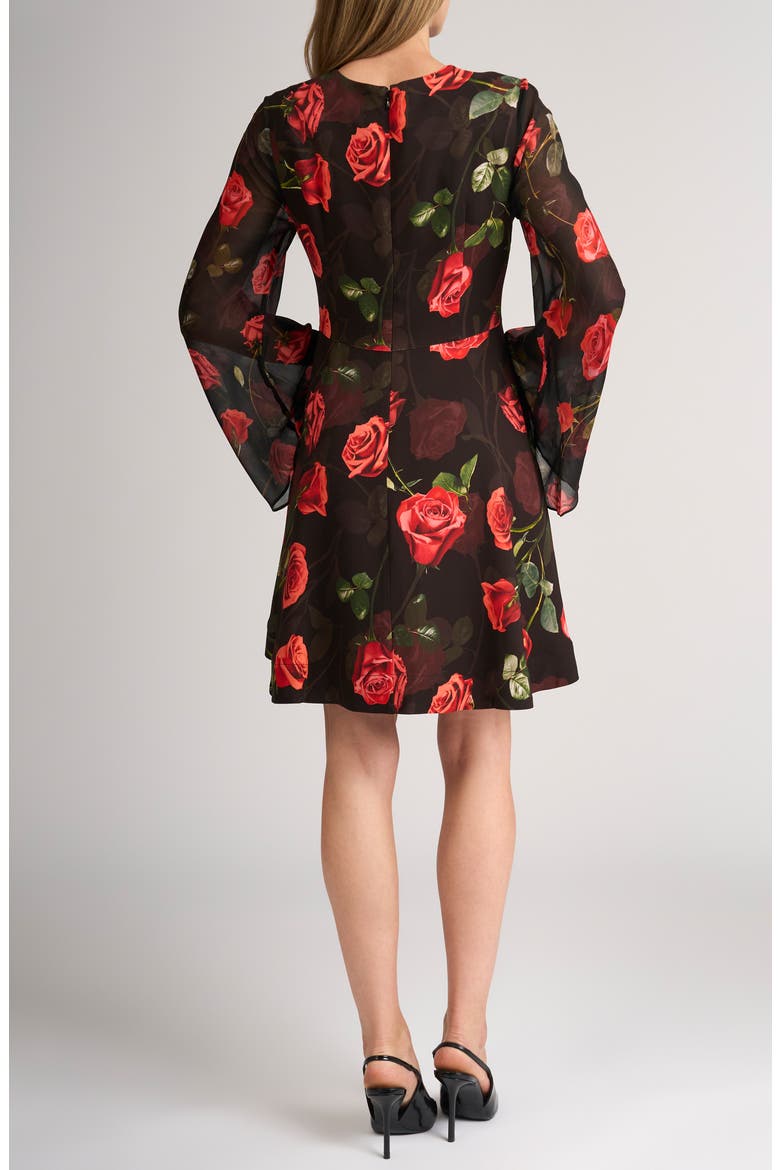 Lea Long Bell Sleeve Minidress, Alternate, color, RICH BLACK