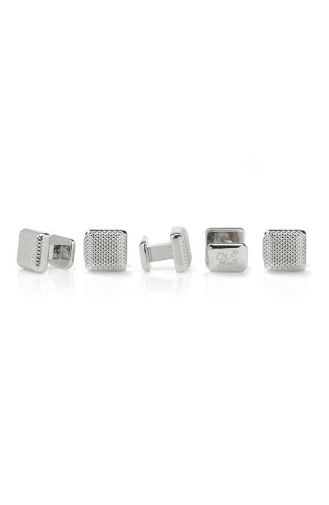 Men's Set of 5 Textured Square Shirt Studs
