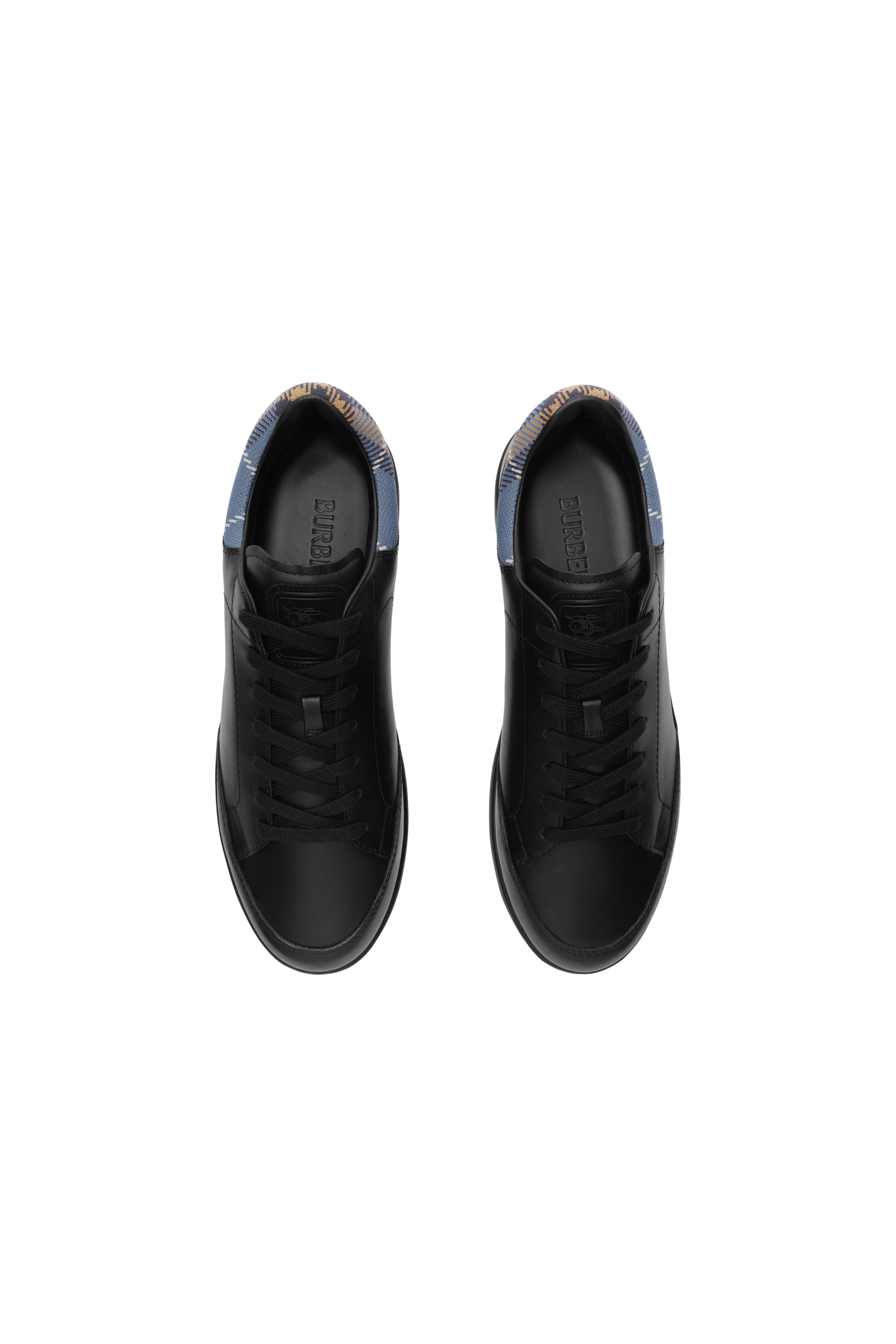Burberry Leather Set Sneakers, Alternate, color, Black/Wave Blue