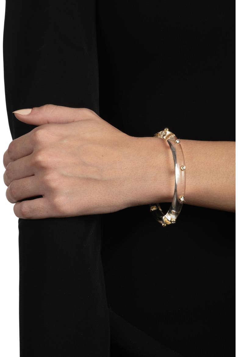 Lucite Crystal Studded Hinge Bangle, Alternate, color, NO COLOR