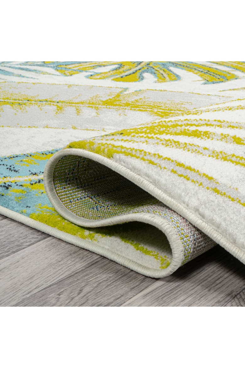 Monstera Tropical Leaves Area Rug, Alternate, color, Ivory/Green