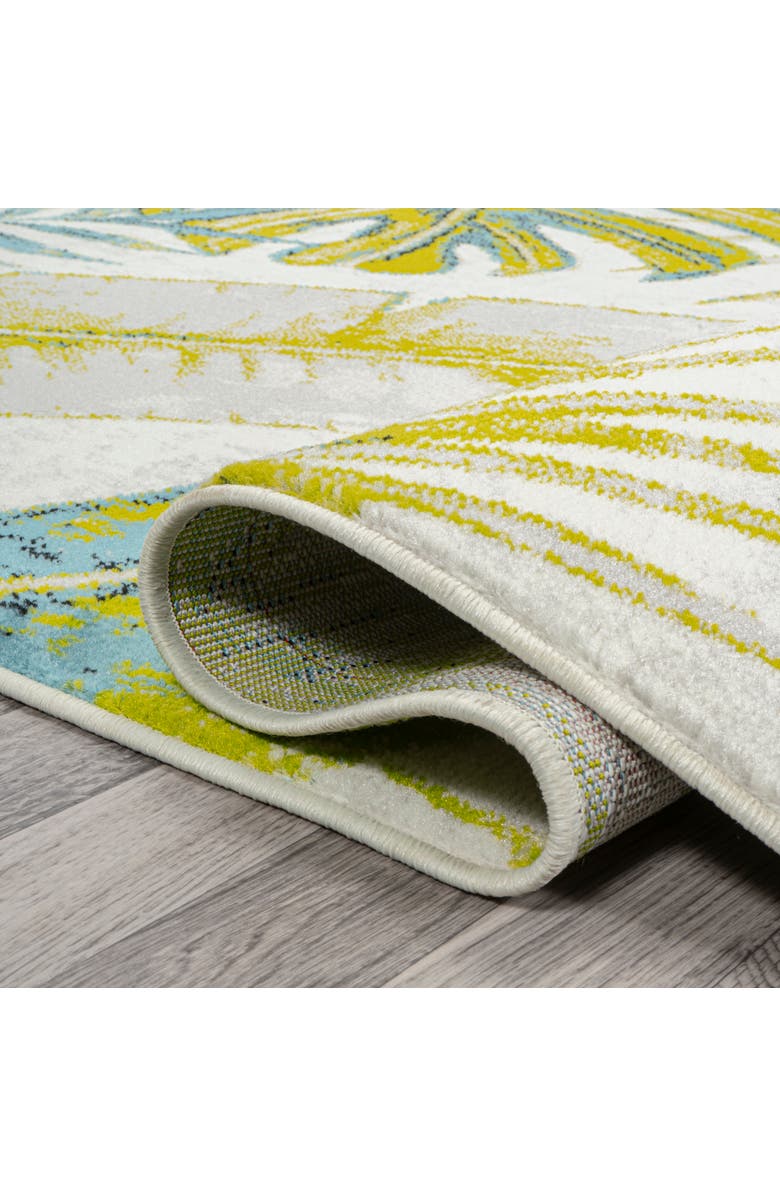 JONATHAN Y Monstera Tropical Leaves Area Rug, Alternate, color, Ivory/Green