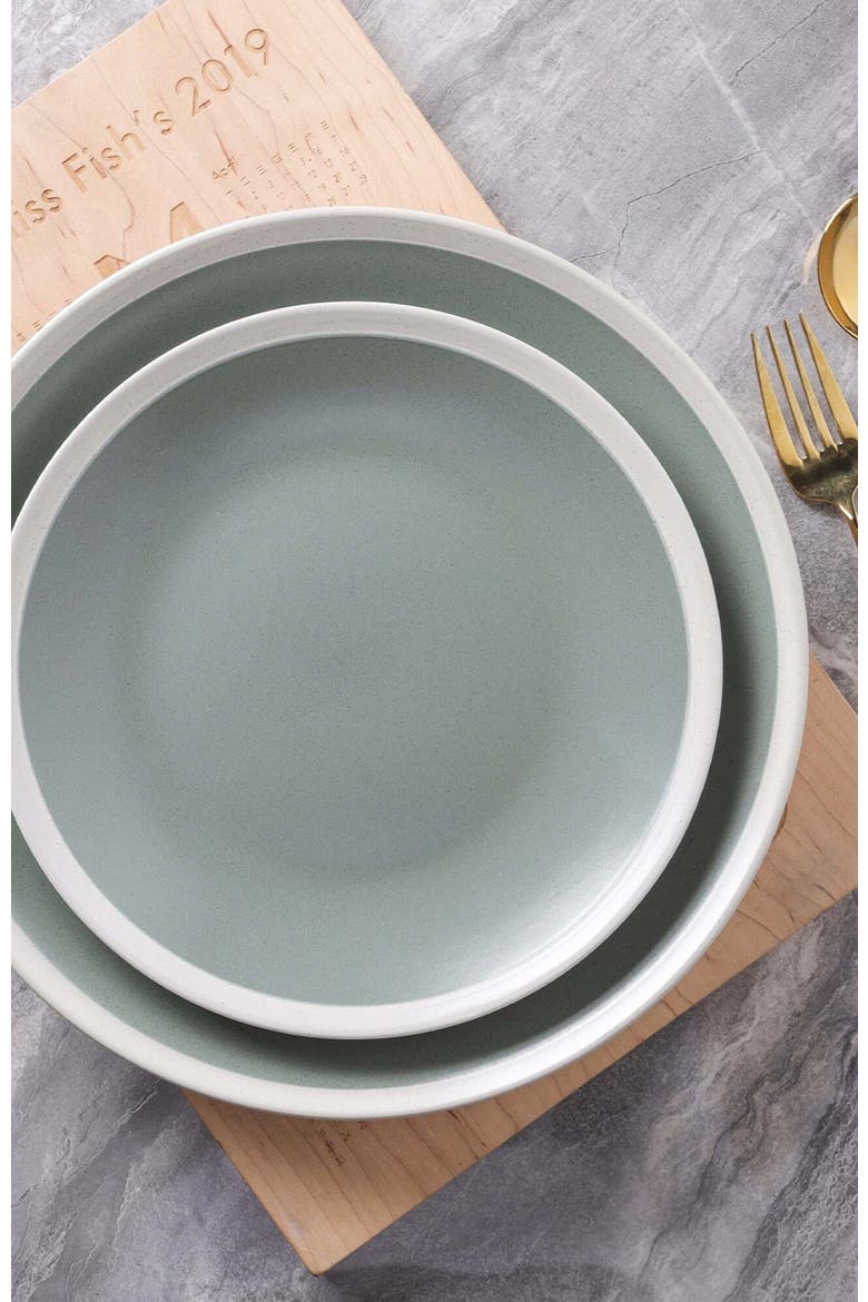 Serenity Stoneware 4-Piece Salad Plate Set, Alternate, color, Green and Cream